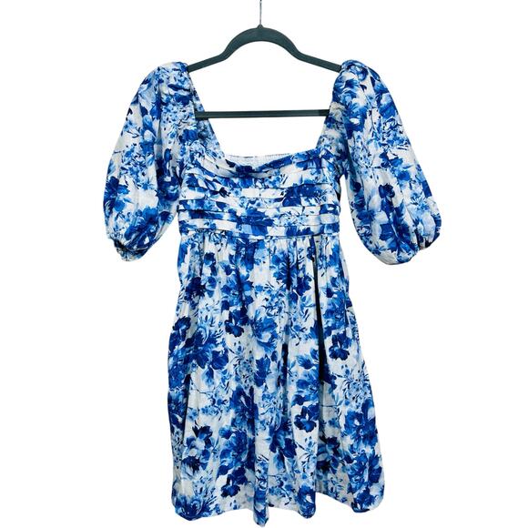 Abercrombie & Fitch Emerson Poplin Puff Sleeve Mini Dress Linen blend size XS - Picture 1 of 13
